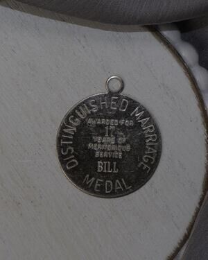 Vintage Sterling Silver Distinguished Marriage Medal Charm 5.2G / 1.4in